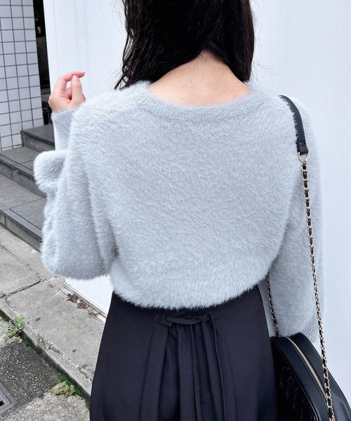 INGNI（イング）の「リボンデザインフェザー長袖ニット（ニット/セーター・レディース・ピンク系7/グレー系その他3/ホワイト×ブラック・M）」の22枚目の写真