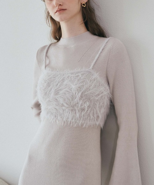 archives（アルシーヴ）の「フェザーニットビスチェ×ニットワンピースＳＥＴ（ワンピース・レディース・アイボリー/ブラック/グレー・MEDIUM）」の9枚目の写真