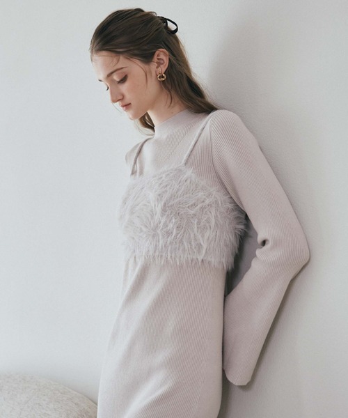 archives（アルシーヴ）の「フェザーニットビスチェ×ニットワンピースＳＥＴ（ワンピース・レディース・アイボリー/ブラック/グレー・MEDIUM）」の11枚目の写真