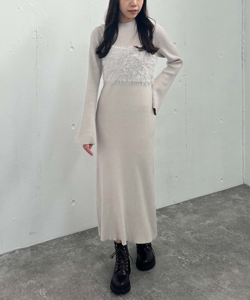 archives（アルシーヴ）の「フェザーニットビスチェ×ニットワンピースＳＥＴ（ワンピース・レディース・アイボリー/ブラック/グレー・MEDIUM）」の15枚目の写真