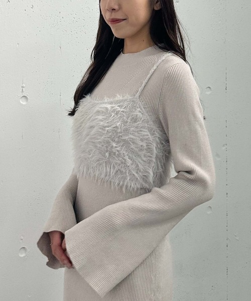 archives（アルシーヴ）の「フェザーニットビスチェ×ニットワンピースＳＥＴ（ワンピース・レディース・アイボリー/ブラック/グレー・MEDIUM）」の21枚目の写真