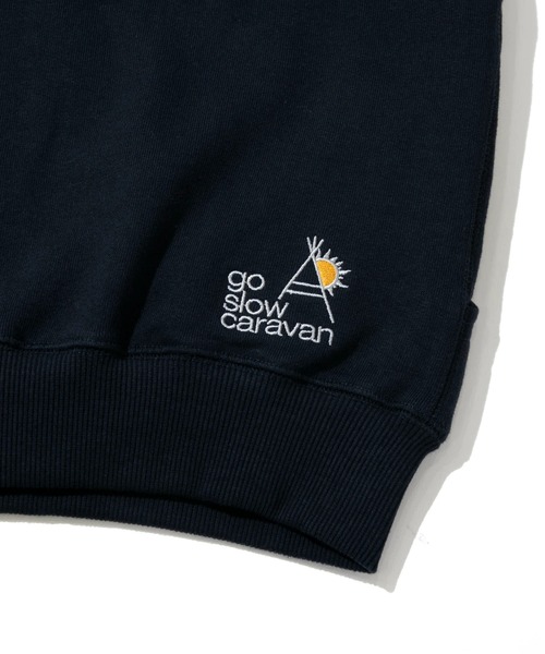 go slow caravan(ゴースローキャラバン)の「空紡糸裏毛 WIDEスピンドル スタンドカラーBIG ハーフZIP(スウェット・メンズ・グリーン/ネイビー・MEDIUM/LARGE)」の10枚目の写真