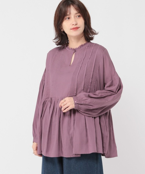 セール】コットンミドルツイルピンタックブラウス（シャツ/ブラウス
