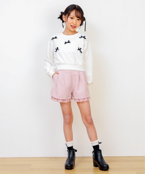 PINKHUNT（ピンクハント）の「PINKHUNT ピンクハント ツイード キュロット ショートパンツ 0112K（その他パンツ・キッズ・ブラック/ベビーピンク・120cm/130cm/140cm/150cm/160cm）」の16枚目の写真