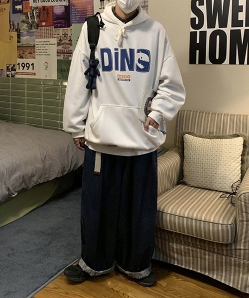 NOWLE（ノウル）の「【NOWLE】ビッグシルエット ワイドスリーブ ロゴ スウェット パーカー（パーカー・メンズ・ブルー/グレー/ブラック/ホワイト・MEDIUM/LARGE/X-LARGE）」の9枚目の写真