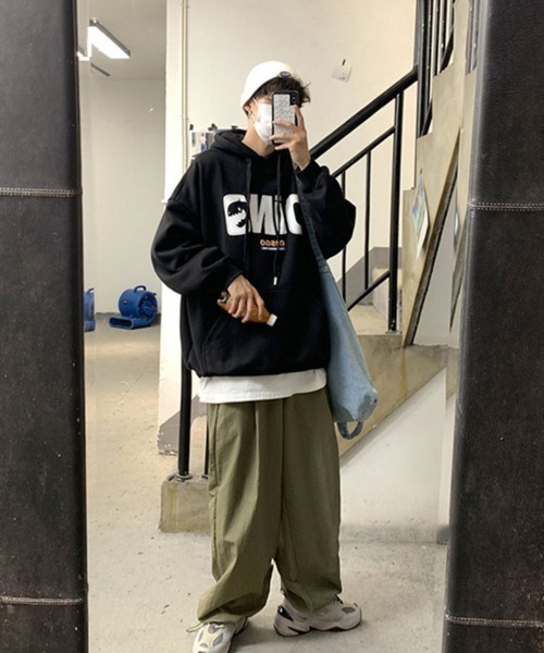 NOWLE（ノウル）の「【NOWLE】ビッグシルエット ワイドスリーブ ロゴ スウェット パーカー（パーカー・メンズ・ブルー/グレー/ブラック/ホワイト・MEDIUM/LARGE/X-LARGE）」の19枚目の写真