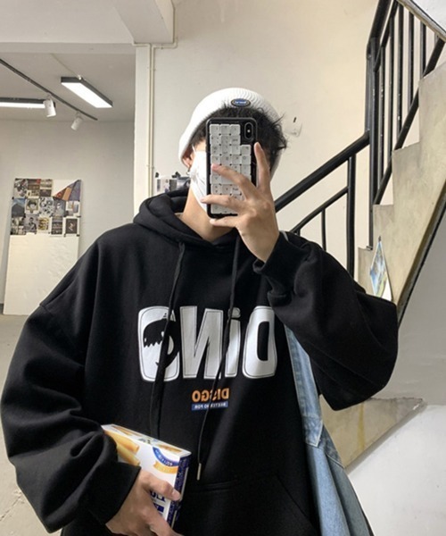 NOWLE（ノウル）の「【NOWLE】ビッグシルエット ワイドスリーブ ロゴ スウェット パーカー（パーカー・メンズ・ブルー/グレー/ブラック/ホワイト・MEDIUM/LARGE/X-LARGE）」の13枚目の写真