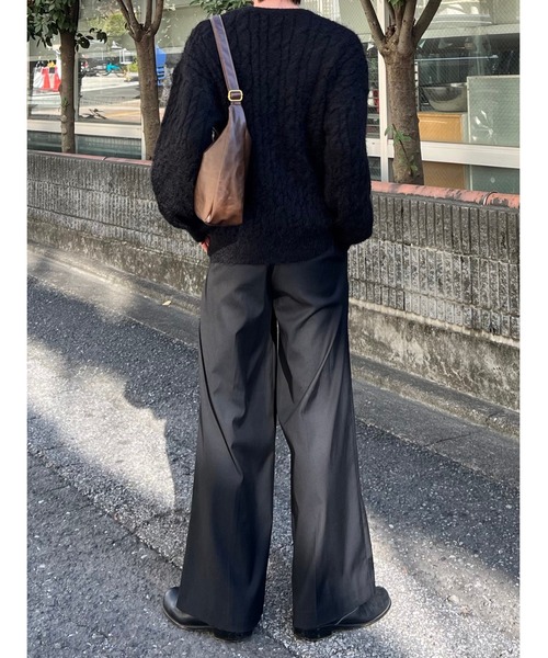 ストリートファッション Chikashitsu + チカシツプラス angora like cable knit アンゴラケーブルニット ツイストニット 長袖ニット 長袖セーター 冬ニット 赤ニット 長袖トップス 韓国ファッション 韓国ストリート カジュアルファッション（ニット/セーター）｜Chikashitsu +（チカシツプラス）