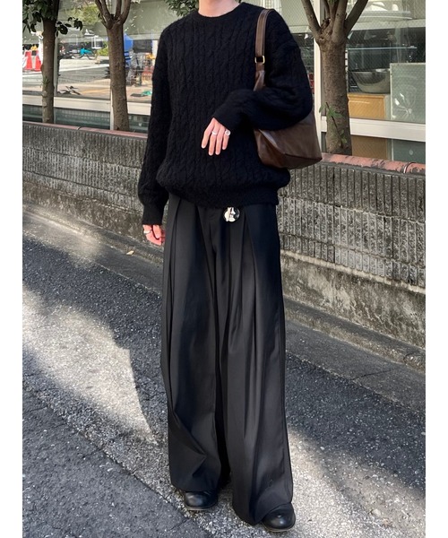 ストリートファッション Chikashitsu + チカシツプラス angora like cable knit アンゴラケーブルニット ツイストニット 長袖ニット 長袖セーター 冬ニット 赤ニット 長袖トップス 韓国ファッション 韓国ストリート カジュアルファッション（ニット/セーター）｜Chikashitsu +（チカシツプラス）