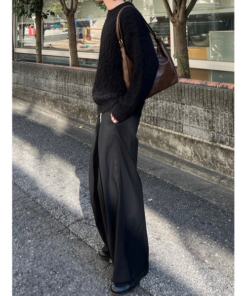 ストリートファッション Chikashitsu + チカシツプラス angora like cable knit アンゴラケーブルニット ツイストニット 長袖ニット 長袖セーター 冬ニット 赤ニット 長袖トップス 韓国ファッション 韓国ストリート カジュアルファッション（ニット/セーター）｜Chikashitsu +（チカシツプラス）