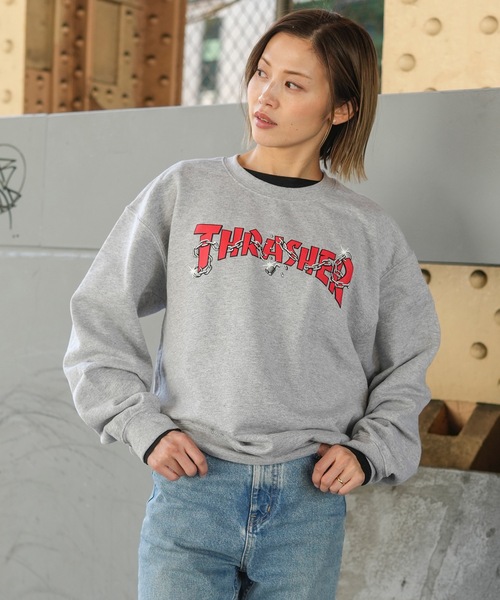 THRASHER(スラッシャー)の「CHAINS BY DANIEL SHEPARD CREW SWEAT/スラッシャースウェットプルパーカー(スウェット・メンズ・グレー・MEDIUM/LARGE/X-LARGE)」の5枚目の写真