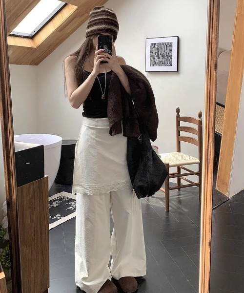 LAC-VERT(ラック・ヴェール)の「レース付き巻きスカートパンツ(その他パンツ・レディース・ホワイト・FREE/L)」の7枚目の写真