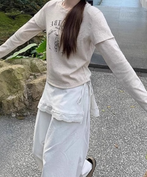 LAC-VERT(ラック・ヴェール)の「レース付き巻きスカートパンツ(その他パンツ・レディース・ホワイト・FREE/L)」の14枚目の写真