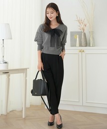 スカラップ ピコレース センタープレス テーパードパンツ le reve vaniller