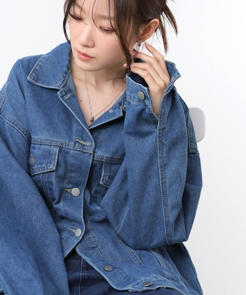 Bab(バブ)の「ルーズデニムジャケット(デニムジャケット・レディース・インディゴブルー/ブルー・M)」の6枚目の写真