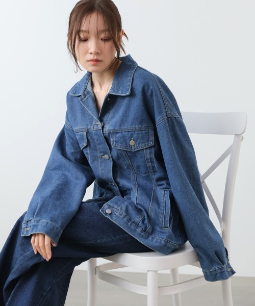 Bab(バブ)の「ルーズデニムジャケット(デニムジャケット・レディース・インディゴブルー/ブルー・M)」の8枚目の写真