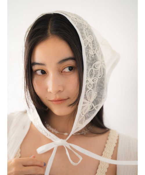Ungrid（アングリッド）の「シアーエンブロイダリーボンネット（ストール/ショール・レディース・ブラック/オフホワイト・FREE）」の19枚目の写真