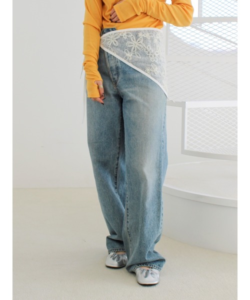 Ungrid（アングリッド）の「シアーエンブロイダリーボンネット（ストール/ショール・レディース・ブラック/オフホワイト・FREE）」の10枚目の写真