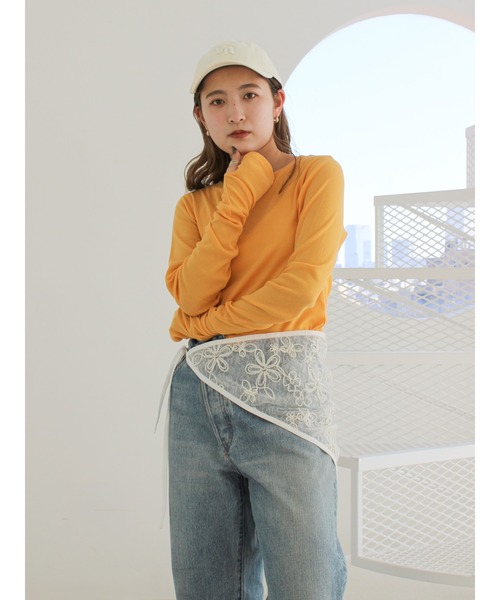 Ungrid（アングリッド）の「シアーエンブロイダリーボンネット（ストール/ショール・レディース・ブラック/オフホワイト・FREE）」の7枚目の写真