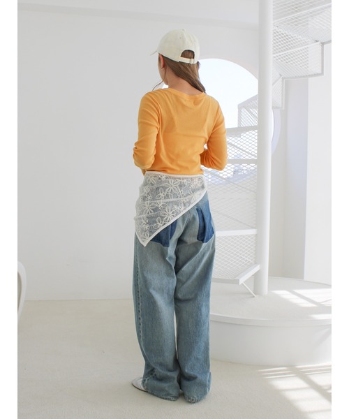 Ungrid（アングリッド）の「シアーエンブロイダリーボンネット（ストール/ショール・レディース・ブラック/オフホワイト・FREE）」の6枚目の写真