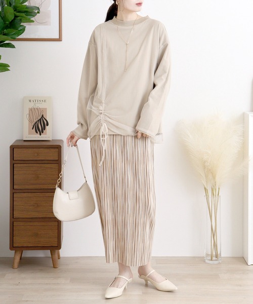 Arinomama(アリノママ)の「USAコットン チュールドッキングT(Tシャツ/カットソー・レディース・チャコールグレー/杢グレー/ライトブラウン/ホワイト・FREE)」の20枚目の写真