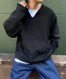 CREARE -LINO- | <ユニセックス>フロントポケットキーネックプルオーバー/トップス(スウェット)