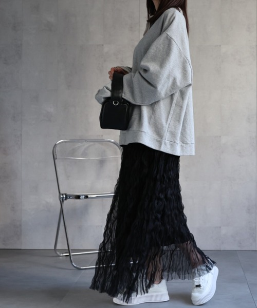 CREARE -LINO-(クレアーレリノ)の「<ユニセックス>フロントポケットキーネックプルオーバー/トップス(スウェット・レディース・ブラック/オフホワイト/グレー・FREE)」の22枚目の写真