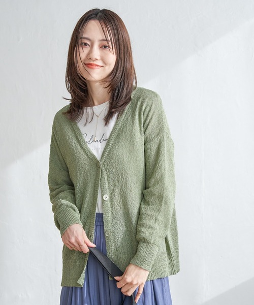 ikka(イッカ)の「ブークレーVネックカーディガン(カーディガン/ボレロ・レディース・ネイビー/クリアグリーン/ダークベージュ・M/L/S)」の18枚目の写真