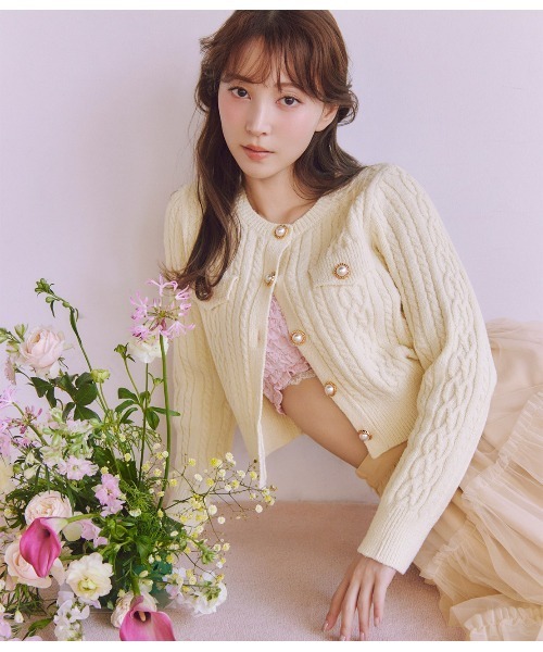 PEACH JOHN（ピーチジョン）の「ツイード風ニットカーデ（カーディガン/ボレロ・レディース・ミント/ネイビー/アイボリー・ONE SIZE）」の2枚目の写真