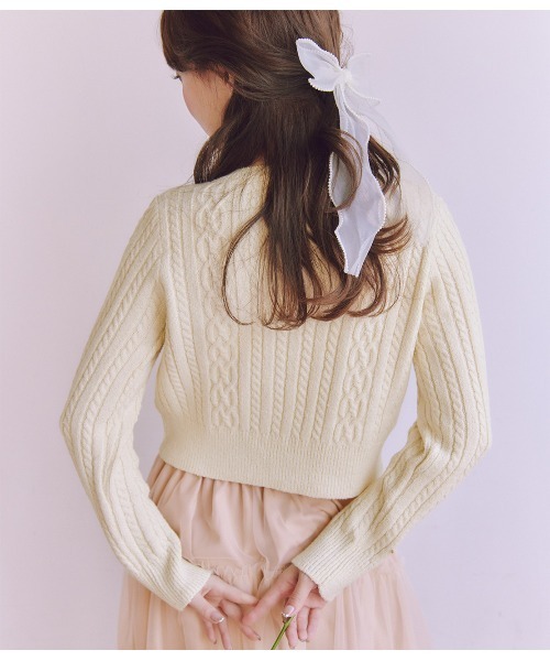 PEACH JOHN（ピーチジョン）の「ツイード風ニットカーデ（カーディガン/ボレロ・レディース・ミント/ネイビー/アイボリー・ONE SIZE）」の6枚目の写真