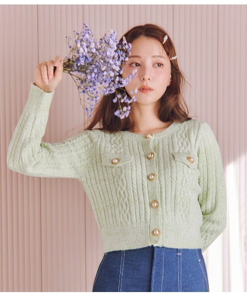 PEACH JOHN（ピーチジョン）の「ツイード風ニットカーデ（カーディガン/ボレロ・レディース・ミント/ネイビー/アイボリー・ONE SIZE）」の7枚目の写真