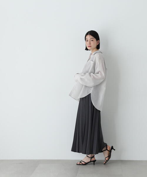 N.（N. Natural Beauty Basic）（エヌエヌナチュラルビューティーベーシック）の「シアーストライプシャツ（シャツ/ブラウス・レディース・ブルー/ピンク/グレー/ベージュ・MEDIUM）」の8枚目の写真