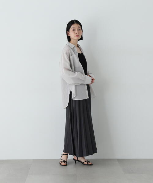 N.（N. Natural Beauty Basic）（エヌエヌナチュラルビューティーベーシック）の「シアーストライプシャツ（シャツ/ブラウス・レディース・ブルー/ピンク/グレー/ベージュ・MEDIUM）」の13枚目の写真