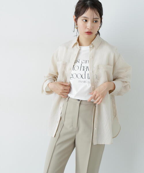 N.（N. Natural Beauty Basic）（エヌエヌナチュラルビューティーベーシック）の「シアーストライプシャツ（シャツ/ブラウス・レディース・ブルー/ピンク/グレー/ベージュ・MEDIUM）」の18枚目の写真