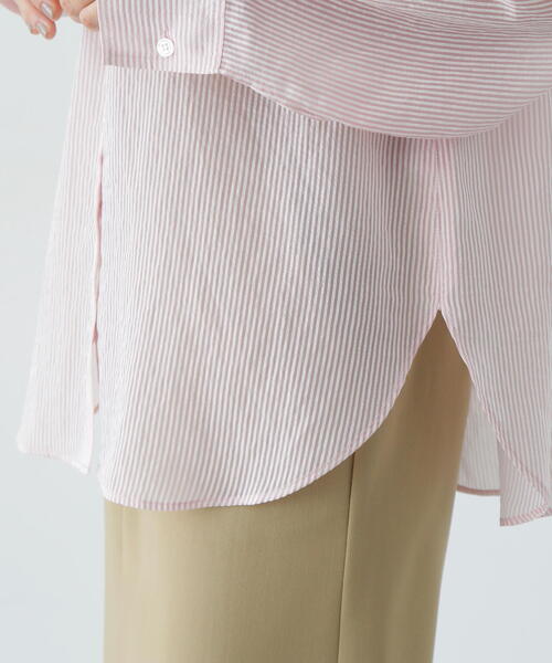 N.（N. Natural Beauty Basic）（エヌエヌナチュラルビューティーベーシック）の「シアーストライプシャツ（シャツ/ブラウス・レディース・ブルー/ピンク/グレー/ベージュ・MEDIUM）」の20枚目の写真