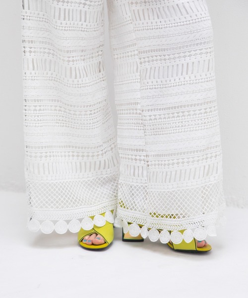 AULA AILA(アウラアイラ)の「レースストライプサイドラインパンツ(その他パンツ・レディース・ブラック/ネイビー/ホワイト・0/1)」の11枚目の写真