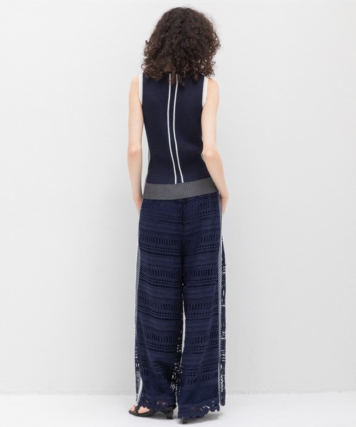 AULA AILA(アウラアイラ)の「レースストライプサイドラインパンツ(その他パンツ・レディース・ブラック/ネイビー/ホワイト・0/1)」の7枚目の写真