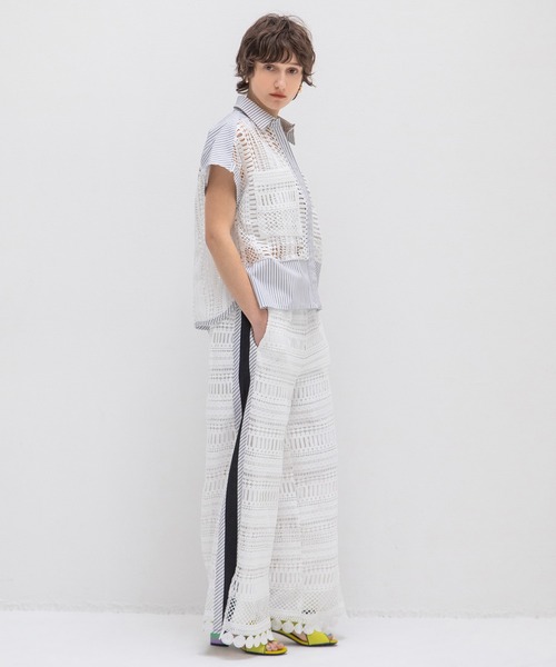 AULA AILA(アウラアイラ)の「レースストライプサイドラインパンツ(その他パンツ・レディース・ブラック/ネイビー/ホワイト・0/1)」の14枚目の写真