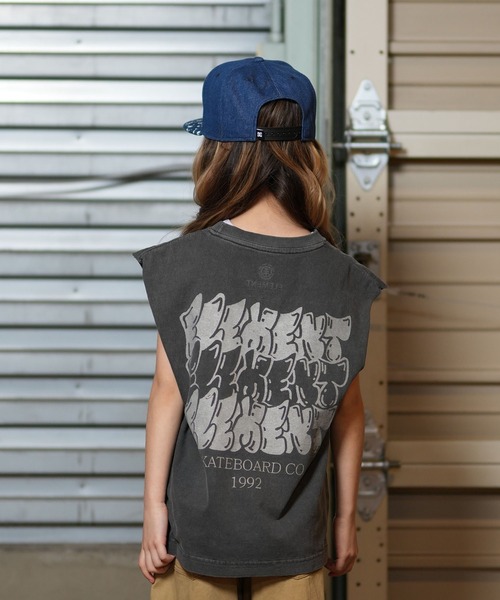 ELEMENT（エレメント）の「ELEMENT/エレメント TAG 3 NO SLEEVE YOUTH キッズ タンクトップ BF02E-355（タンクトップ・キッズ・ホワイト/スミクロ・130cm/140cm/150cm/160cm）」の2枚目の写真