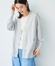 《洗える》サマナチュラオーバーサイズシアーVネックニットカーディガン【CF/クロスファンクション】