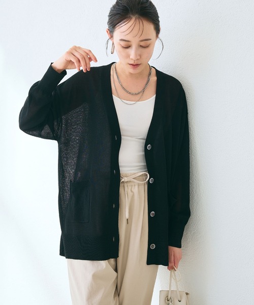 ✨未使用級✨ エイトン 2024年 Vネックカーディガン オーバーサイズ 洗える ATON(エイトン)のSILK TAM | Vネックカーディガン通販 | 集英社