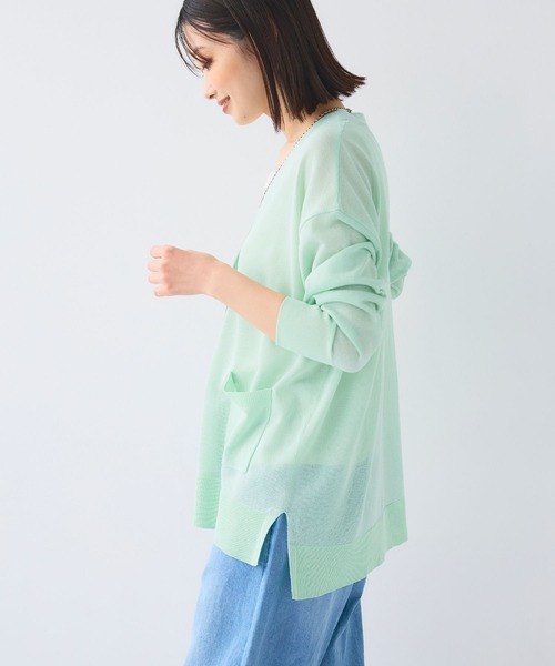 CROSS FUNCTION（クロスファンクション）の「《洗える》サマナチュラオーバーサイズシアーVネックニットカーディガン【CF/クロスファンクション】（カーディガン/ボレロ・レディース・ライトピンク/オフホワイト/ミント/ライトグレー/ブラック/ベージュ/イエロー/ブルー・L/M/LL）」の22枚目の写真