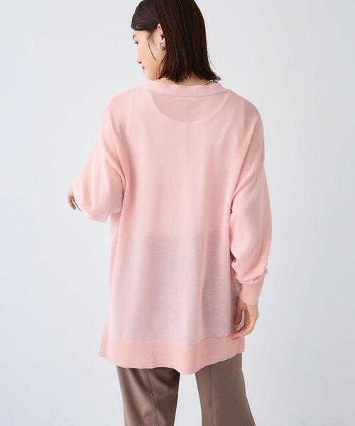 セール】《洗える》サマナチュラオーバーサイズシアーVネックニット