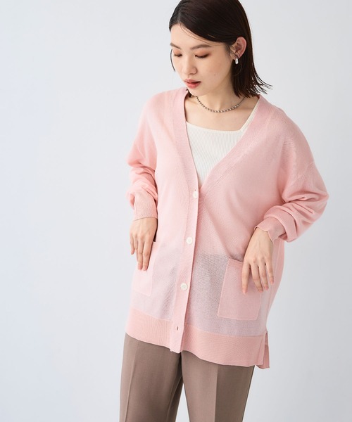 CLANE ピンク オーバーサイズ カーディガン カラーオーバーカーディガン - ベルーナ【公式】