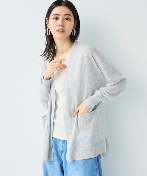 CROSS FUNCTION（クロスファンクション）の「《洗える》サマナチュラオーバーサイズシアーVネックニットカーディガン【CF/クロスファンクション】（カーディガン/ボレロ・レディース・ライトピンク/オフホワイト/ミント/ライトグレー/ブラック/ベージュ/イエロー/ブルー・L/M/LL）」の12枚目の写真