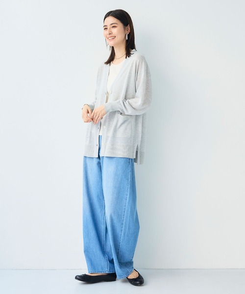 CROSS FUNCTION（クロスファンクション）の「《洗える》サマナチュラオーバーサイズシアーVネックニットカーディガン【CF/クロスファンクション】（カーディガン/ボレロ・レディース・ライトピンク/オフホワイト/ミント/ライトグレー/ブラック/ベージュ/イエロー/ブルー・L/M/LL）」の14枚目の写真