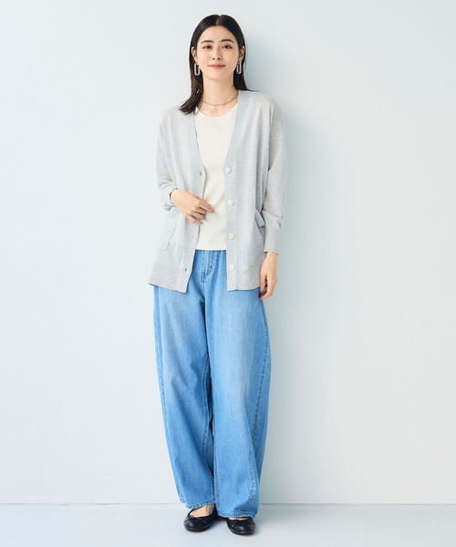 CROSS FUNCTION（クロスファンクション）の「《洗える》サマナチュラオーバーサイズシアーVネックニットカーディガン【CF/クロスファンクション】（カーディガン/ボレロ・レディース・ライトピンク/オフホワイト/ミント/ライトグレー/ブラック/ベージュ/イエロー/ブルー・L/M/LL）」の13枚目の写真