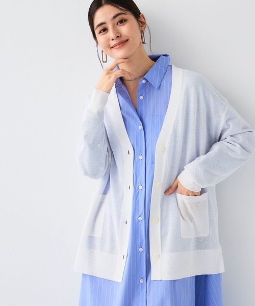 CROSS FUNCTION（クロスファンクション）の「《洗える》サマナチュラオーバーサイズシアーVネックニットカーディガン【CF/クロスファンクション】（カーディガン/ボレロ・レディース・ライトピンク/オフホワイト/ミント/ライトグレー/ブラック/ベージュ/イエロー/ブルー・L/M/LL）」の16枚目の写真