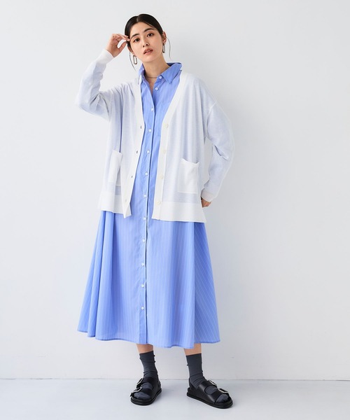 CROSS FUNCTION（クロスファンクション）の「《洗える》サマナチュラオーバーサイズシアーVネックニットカーディガン【CF/クロスファンクション】（カーディガン/ボレロ・レディース・ライトピンク/オフホワイト/ミント/ライトグレー/ブラック/ベージュ/イエロー/ブルー・L/M/LL）」の18枚目の写真