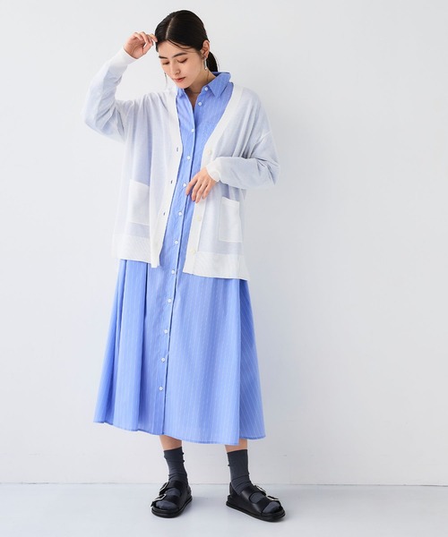 CROSS FUNCTION（クロスファンクション）の「《洗える》サマナチュラオーバーサイズシアーVネックニットカーディガン【CF/クロスファンクション】（カーディガン/ボレロ・レディース・ライトピンク/オフホワイト/ミント/ライトグレー/ブラック/ベージュ/イエロー/ブルー・L/M/LL）」の19枚目の写真